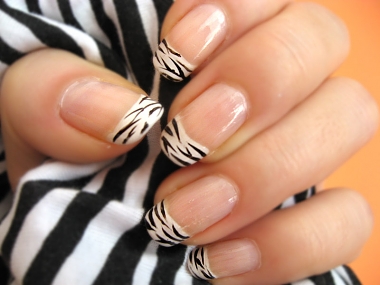 Zebra print is even easier to do and, again, you can make this fun mani as