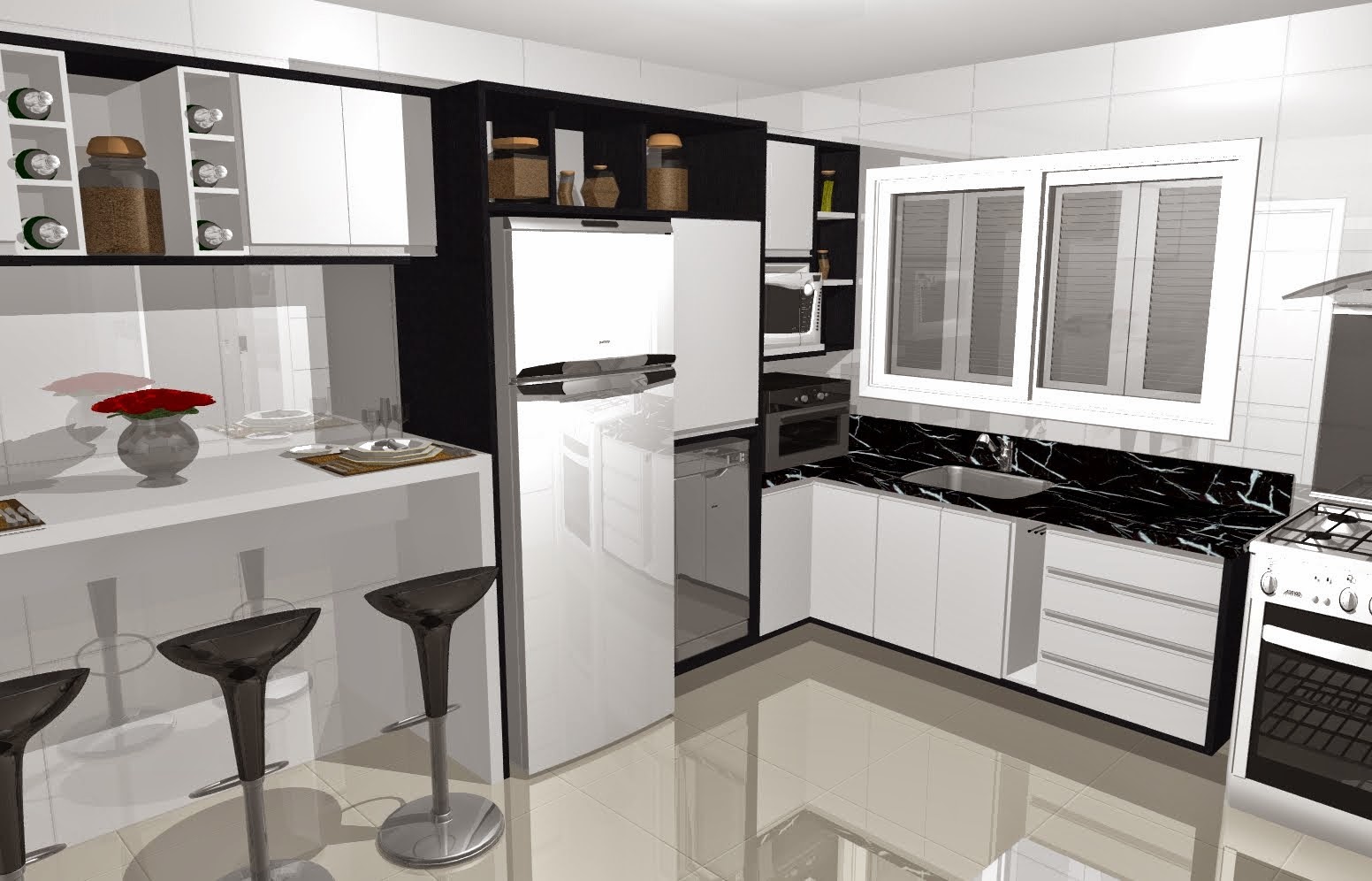 #8C643F Projetos de cozinha preta e branca Realizando um Sonho Casamento 1552x996 px Balcão De Cozinha Americana Em L #2417 imagens