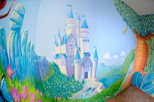 fresque pour enfant représentant un chateau de princesse