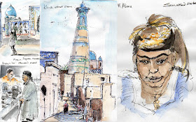 Khiva Samarkand Uzbek sketches Chris Shoji