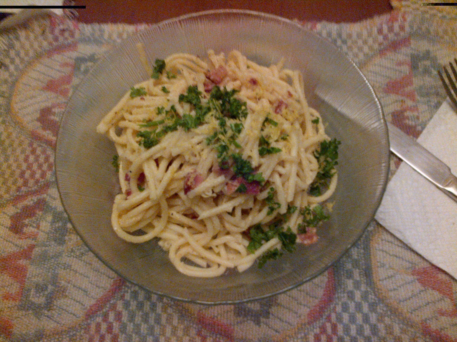 Fooding Around Bucatini and Pancetta with Lemon Cream Sauce
