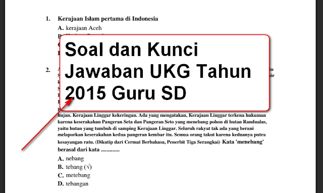 Soal dan Kunci Jawaban Uji Kompetensi Guru (UKG) Kelas SD
