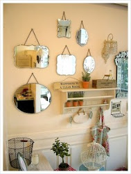 wall of vintage mirrors