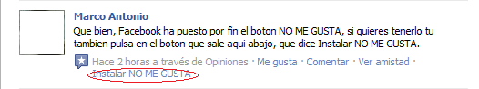Boton no Me Gusta