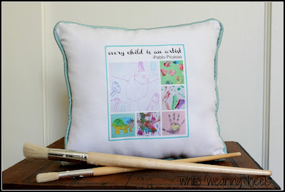 Turn Your Child's Artwork into a Keepsake Pillow by Amy of While Wearing Heels @BonbonBreak