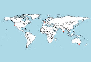 R Beginners – Plotting Locations on to a World Map