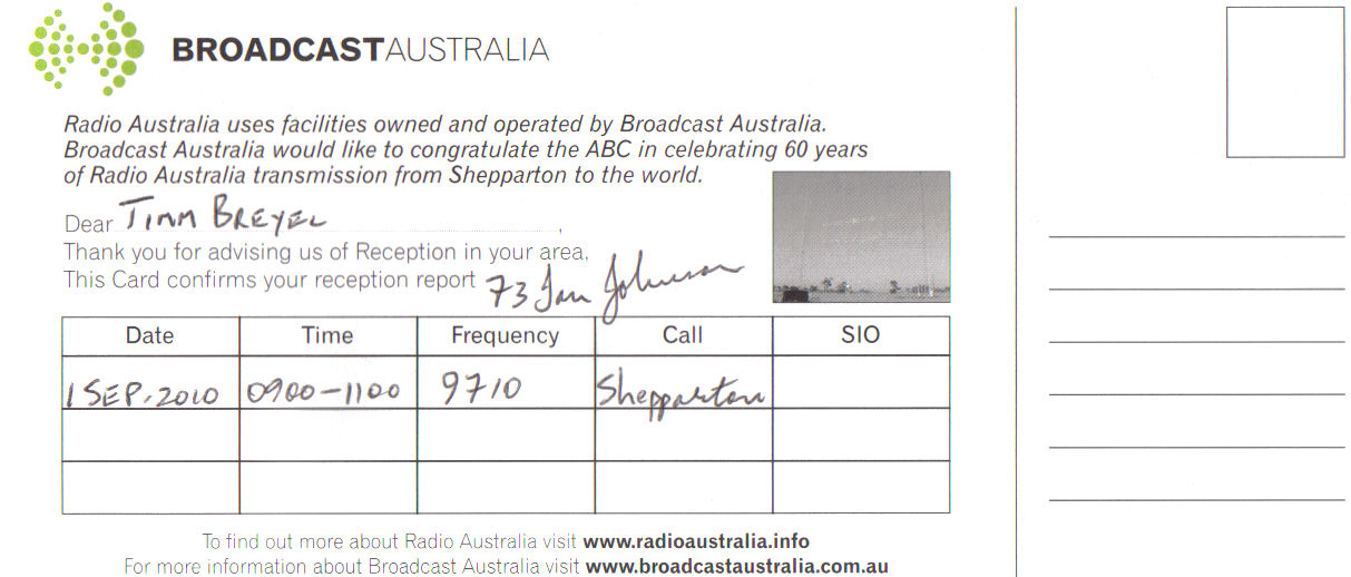 SOUTH EAST ASIA DXING Radio Australia Shepparton