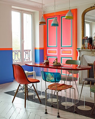 Casa colorida cores, colorblock, combinação