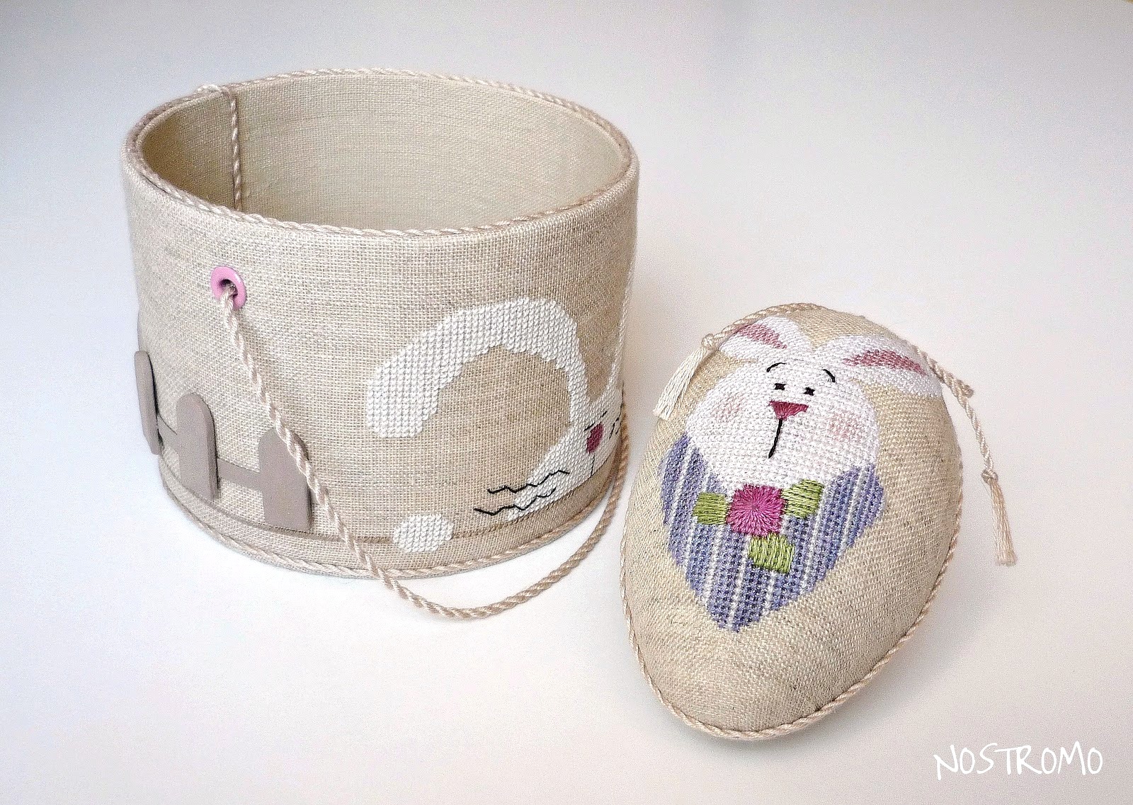 Пасхальное яйцо, декорированное вышивкой кролика из сюжета Spring Things от Lizzie Kate Пасхальное яйцо, декорированное вышивкой кролика из сюжета Spring Things от Lizzie Kate