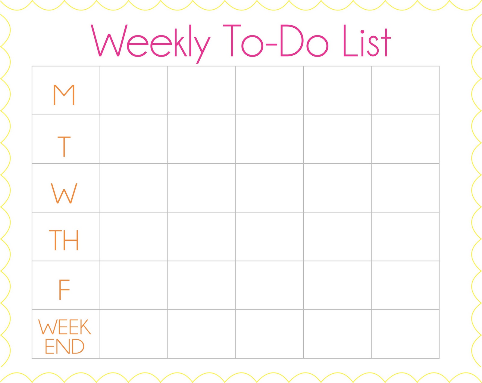 weekly todo list template