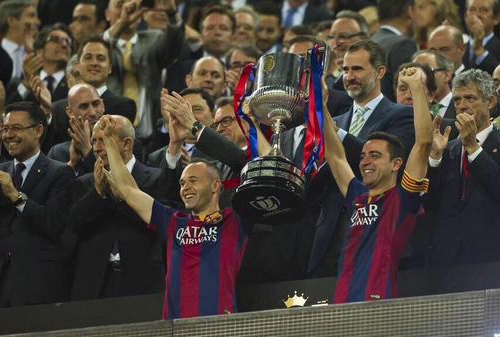 Copa del Rey 2015 FC Barcelona Campeones Xavi e Iniesta