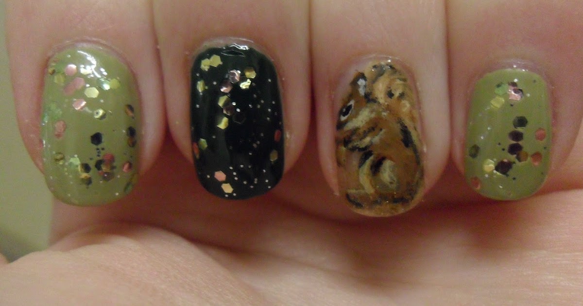 Sara Fisk; Nail Art Squirrel & acorn nails part 1