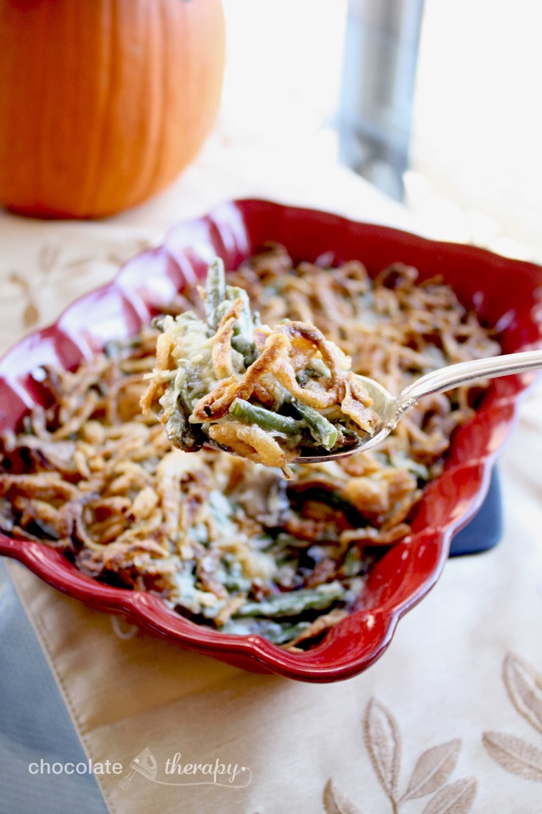Chocolate Therapy Sherried Mushroom Green Bean Casserole