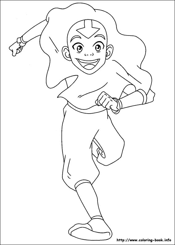 Coloring & Activity Pages: Aang Running Coloring Page