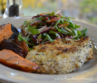 healthy chicken schnitzel served with the best autumn coleslaw