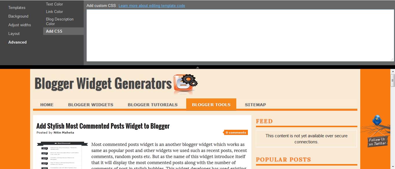 how to add css code in blogger template blogger widget generators