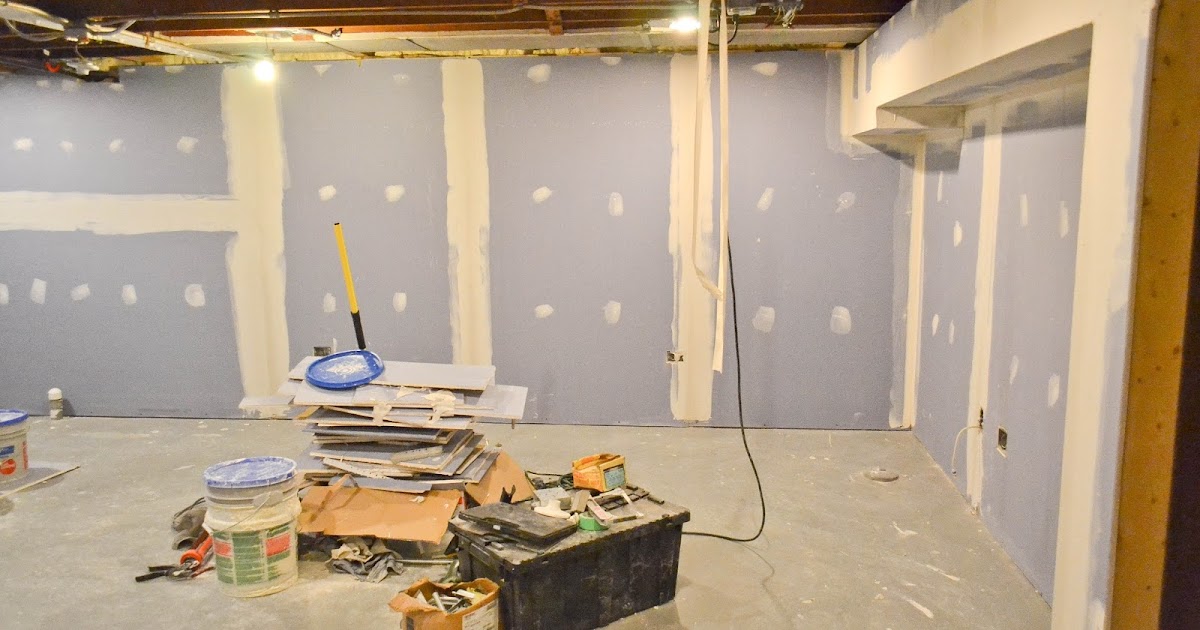 Little and Lovely Basement Remodel Drywall