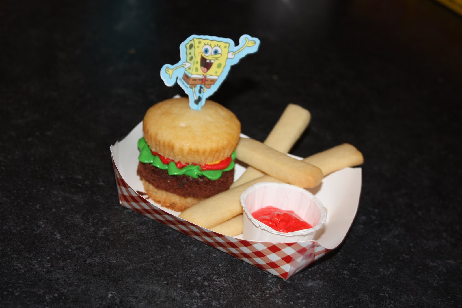 My Ava Cakes Spongebob Krabby Patty and Fries Happy Birthday Jared!