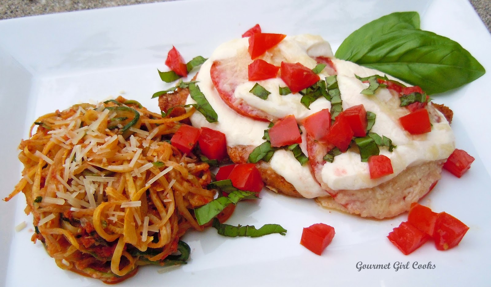 Gourmet Girl Cooks Caprese Style Chicken Cutlets & ZucchiniSquash
