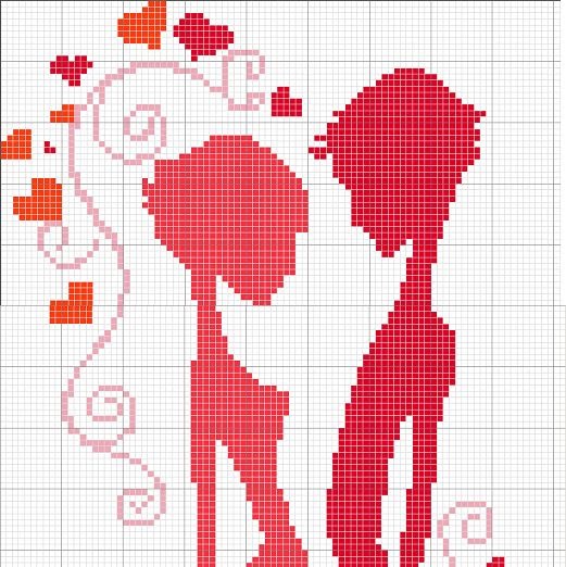 Grafico Ponto Cruz Casal Online To Live - Artesanato *.*.*.: Gráfico Ponto Cruz - Casal Vermelho
