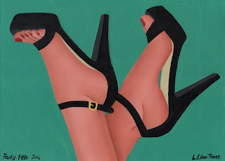 Party Feet Party Feet - A painting of a woman's feet wearing black two strap high heel sandals