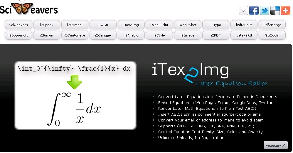 WEB 2.0 сервисы для школ Online Latex Equation Editor конвертер формул