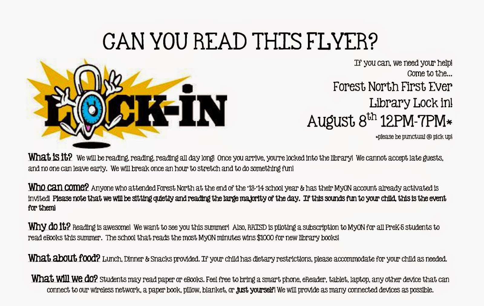 forest north library library lock in lockin flyer