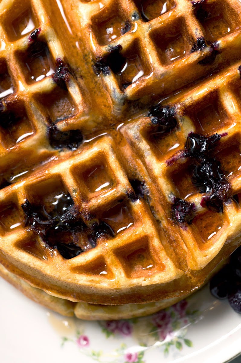 Blueberry Buttermilk Belgian Waffles