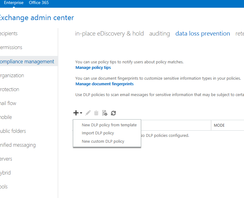 wave16 com document finger printing with dlp in exchange 2013 sp1 data loss prevention policy template