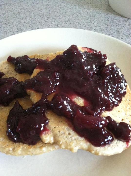 Banana Protein Pancakes with fresh cherry sauce Fit and Healthy with
