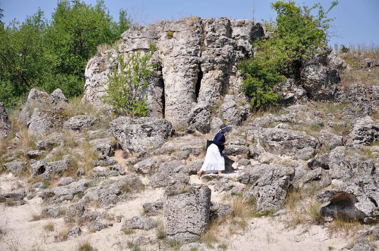 A tourist in The Stone Forest, Varna, Bulgaria
