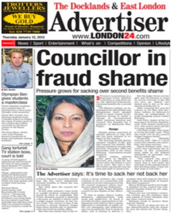 Sack fraud shame Councillor, rare call by 'East London' 'local' paper
