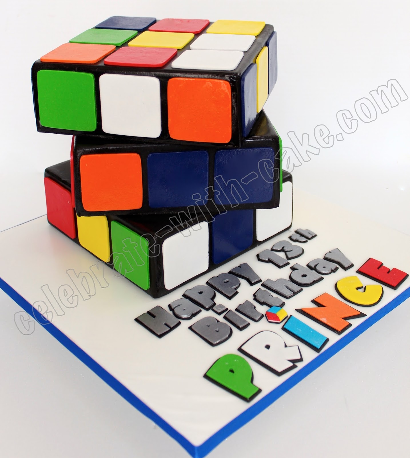 Celebrate with Cake! 3D sculpted Rubik's Cube Cake