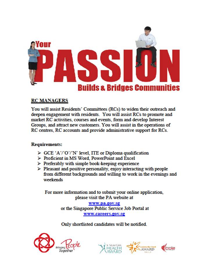 Bukit Batok East Build. Bond. Engage. Recruitment for RC Manager