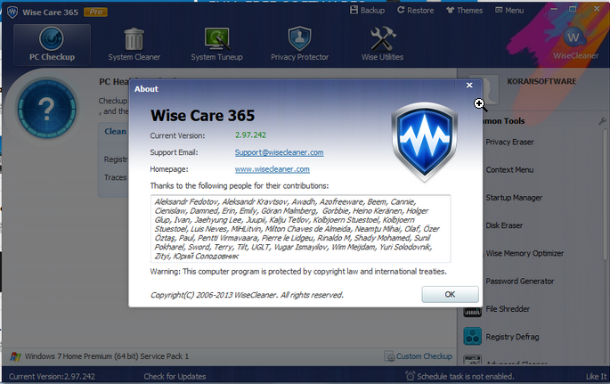 Wise Care 365 Pro 518 Build 509 Serial Key With Crack