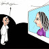 كاريكاتير عن تأثير إعلام الخليج على اليمن