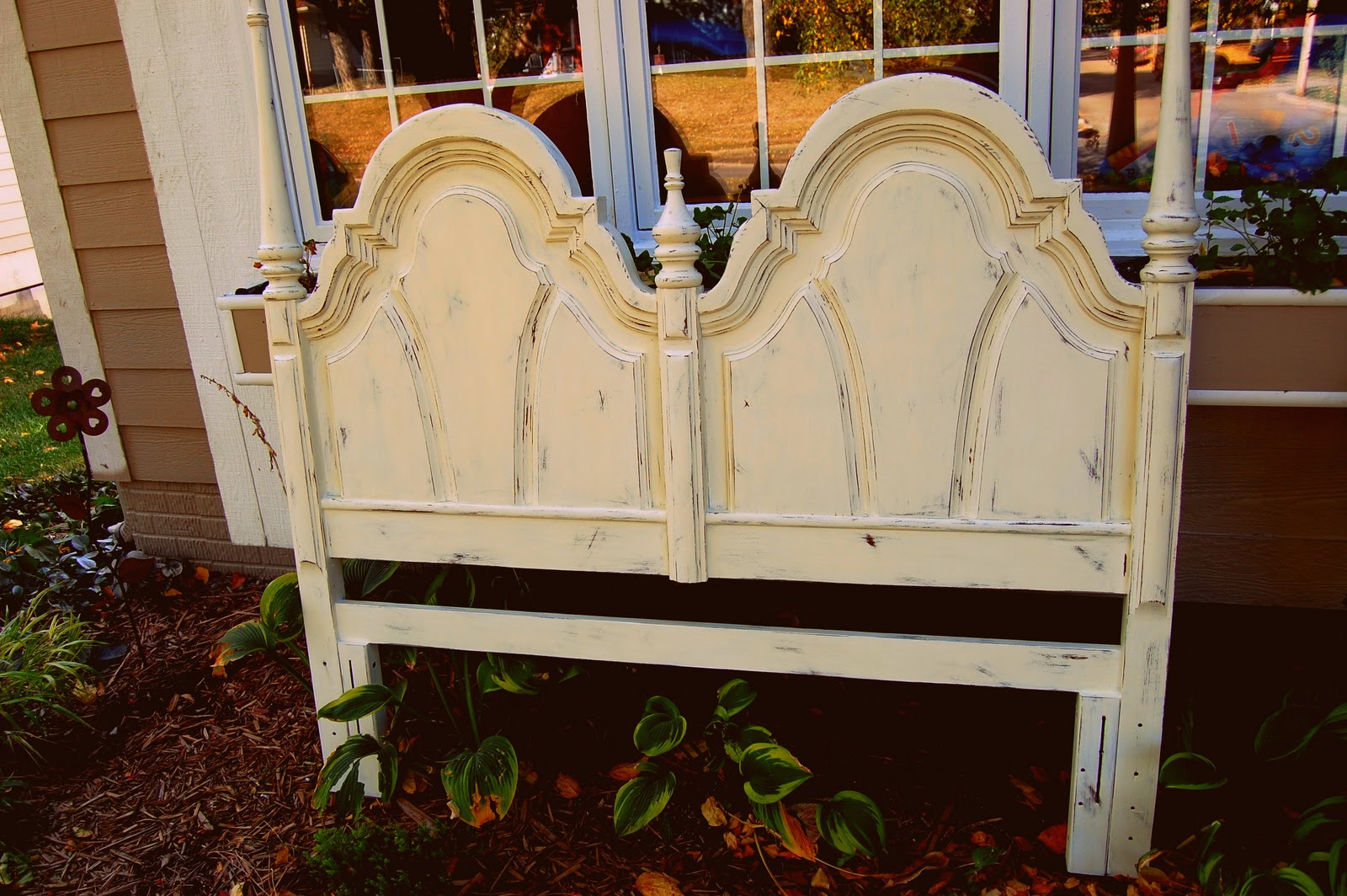 518 Interiors White, Distressed Headboard
