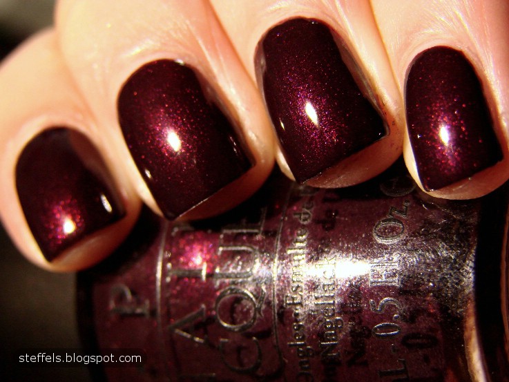 Steffels Opi Black Cherry Chutney And Bb Couture Night Opi Black Cherry Chutney Dark Raisin Red With This Glorious Magenta Shimmer The Really Pops In Sun But It S Still There And Visible Lower