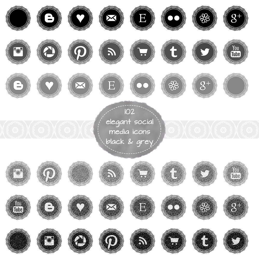 Elegant Black & Grey Social Media Icons The Dutch Lady Designs