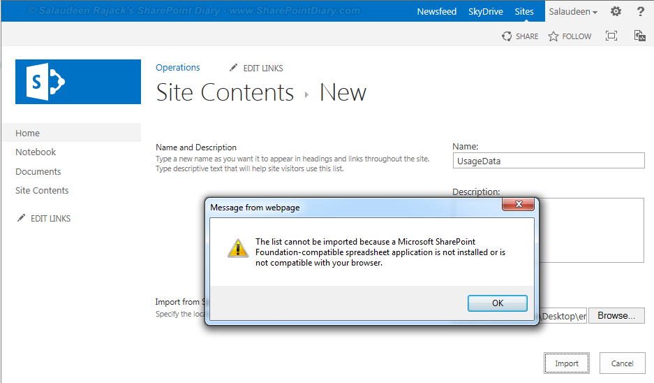 Sharepoint excel 2003 error