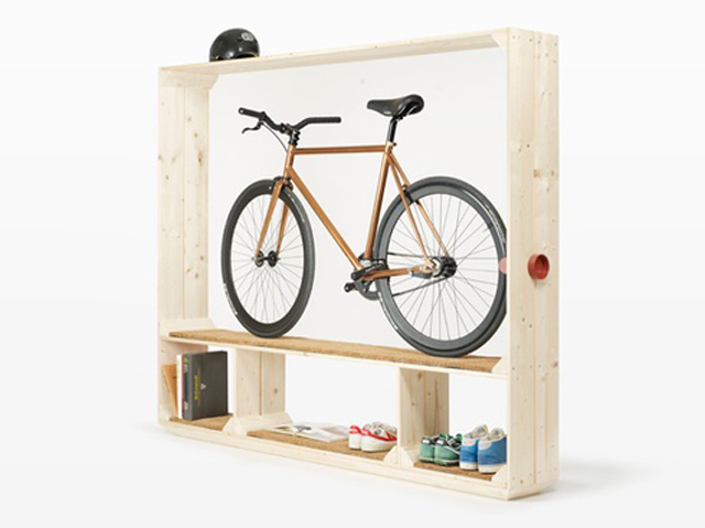 Prateleira para livros, sapatos e bicicleta