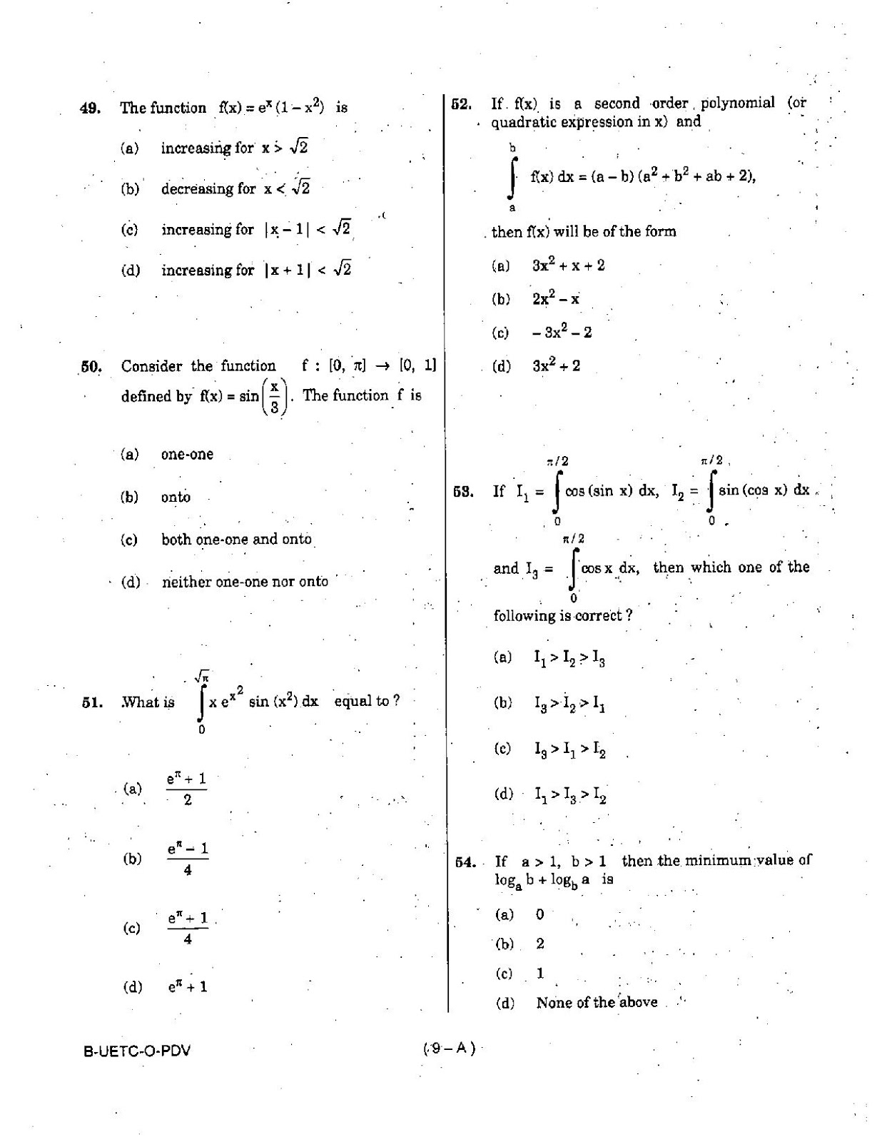 2015 UPSC Mathematics Question Paper UPSC 2015 Mathematics Question Paper