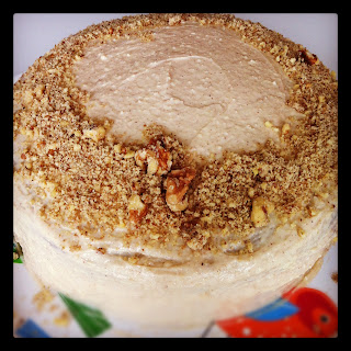 carrot cake with maple syrup cream cheese frosting