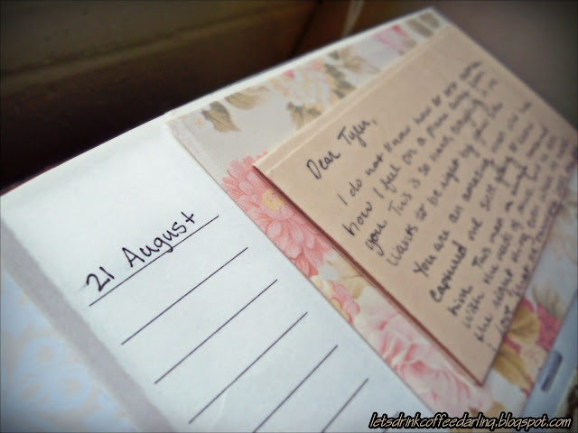 "The 150 Days Away Photo Book" - a photo album with 150 days worth of letters and pictures made for boyfriend while studying abroad.