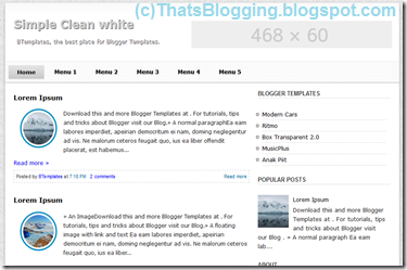 Simple Clean White Blogger Template 2013