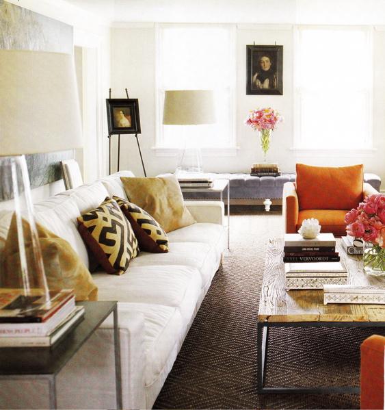 Orange and White Modern Living Room
