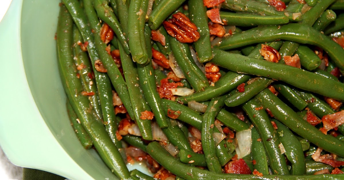 Deep South Dish Browned Butter Green Beans with Bacon and Pecans
