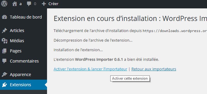 activer extension