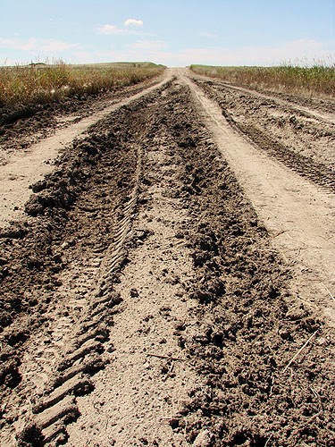 Muddy road on the Canadian Prairies