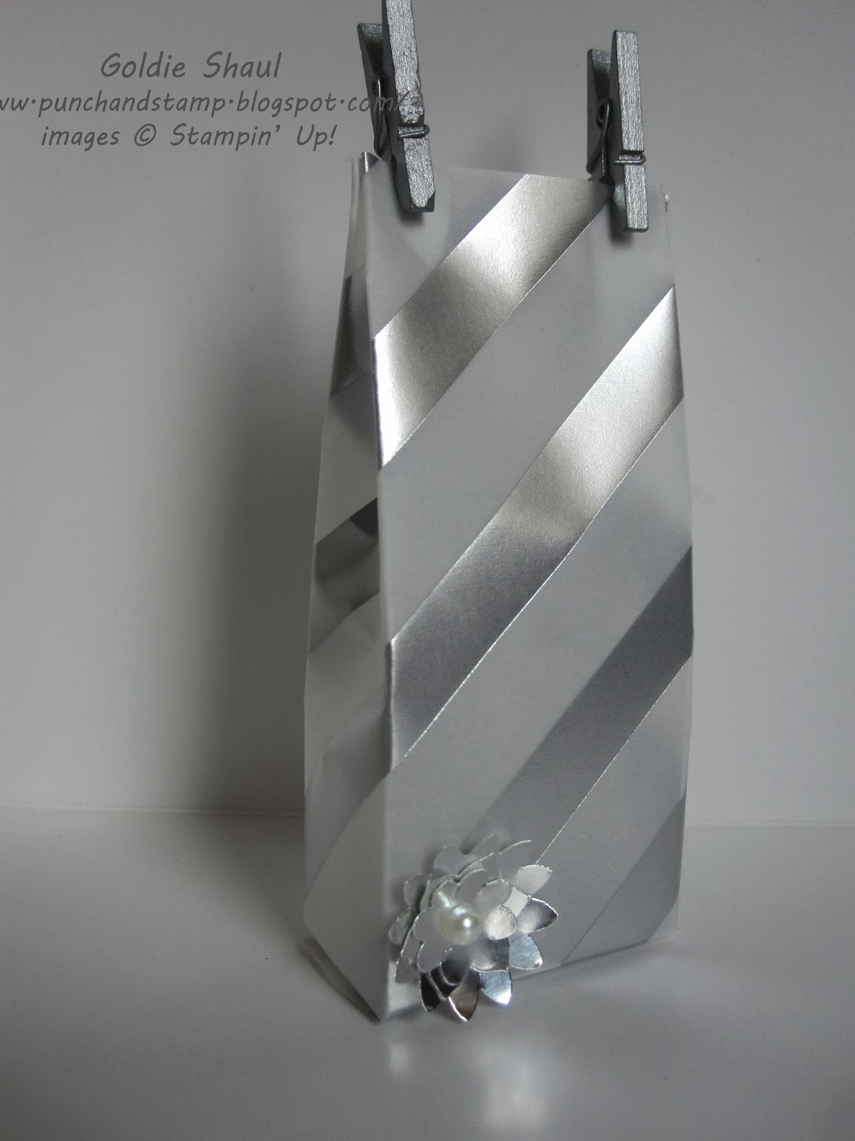 Punch and Stamp with Goldie Mini clothespin Vellum Mini Treat Bag